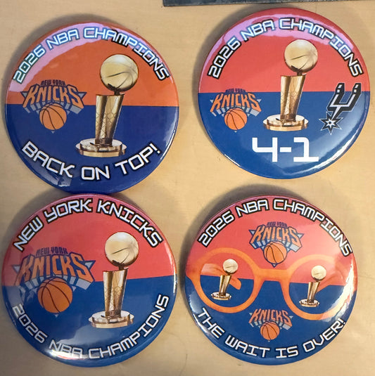 New York Knicks Championship Buttons (3 inch, 8 design options) LIMITED EDITION