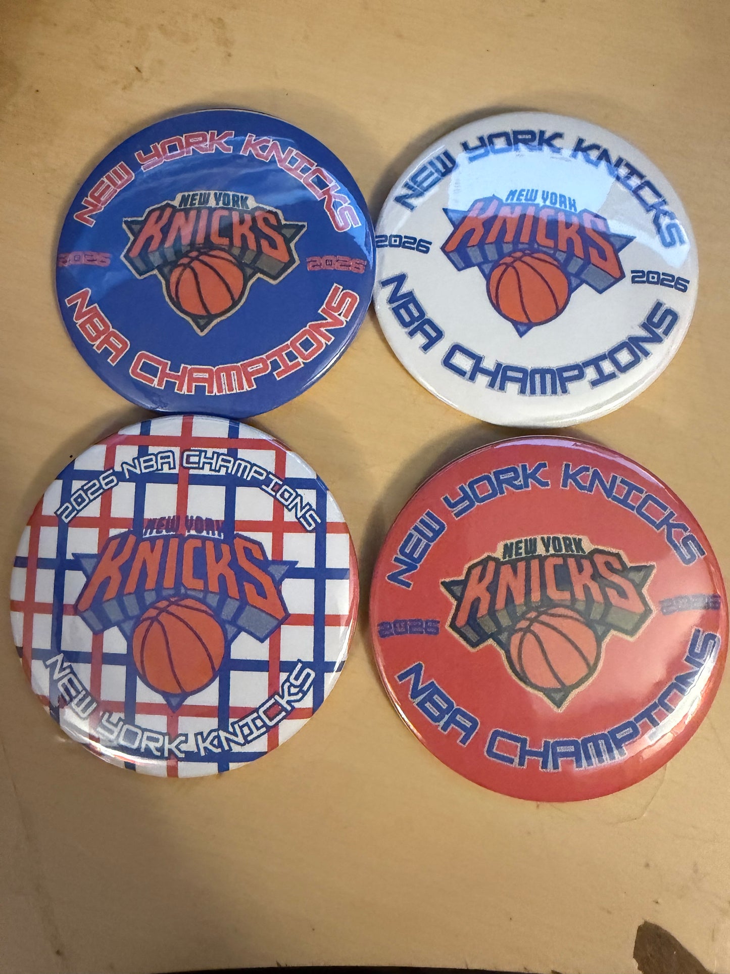 New York Knicks Championship Buttons (3 inch, 8 design options) LIMITED EDITION