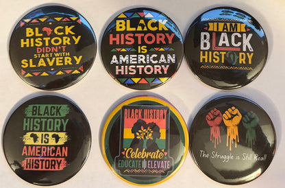 Black History Month buttons (3 inch, 7 designs)