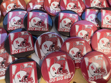 Load image into Gallery viewer, GO BIG RED 3” PINBACK BUTTONS (six in the set)
