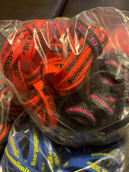 “BE KIND” wristbands (different colors)