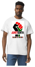 Load image into Gallery viewer, Juneteenth T-shirts (Available in White and Yellow Gold colors)
