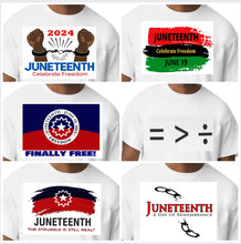 Load image into Gallery viewer, Juneteenth T-shirts (Available in White and Yellow Gold colors)
