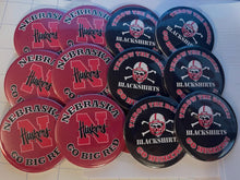 Load image into Gallery viewer, GO BIG RED 3” PINBACK BUTTONS (six in the set)
