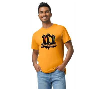 Juneteenth T-shirts (Available in White, Yellow Gold and Black colors) includes shipping and handling