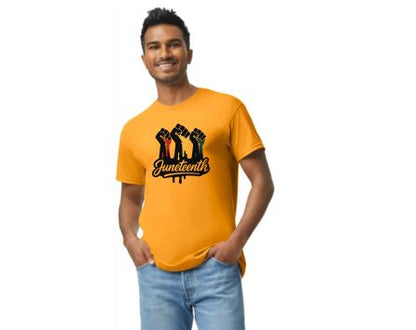 Juneteenth T-shirts (Available in White, Yellow Gold and Black colors) includes shipping and handling