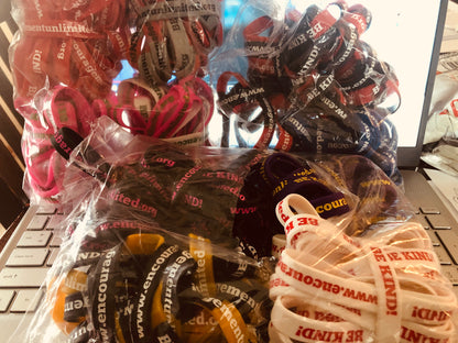 “BE KIND” wristbands (different colors)