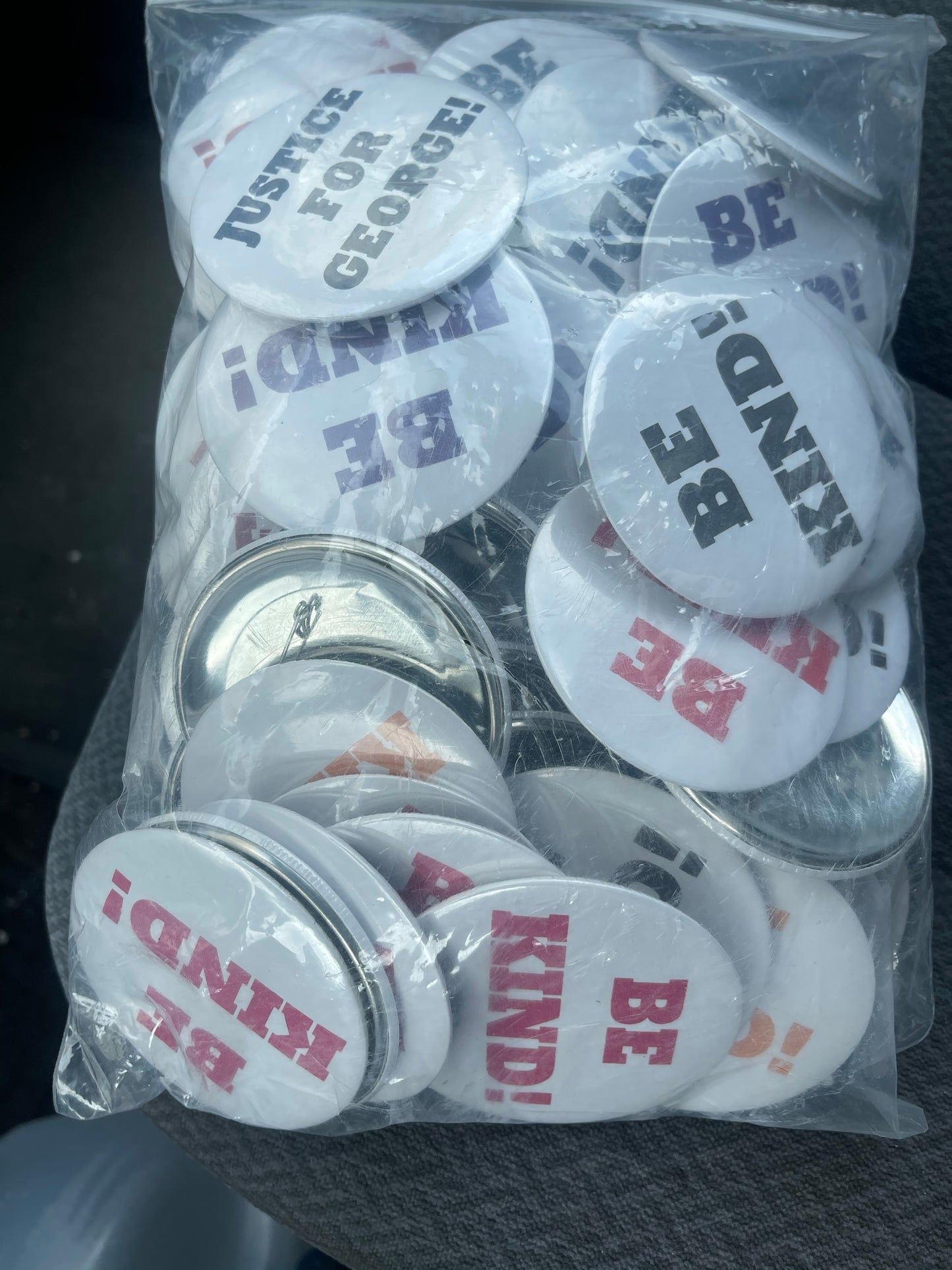 “BE KIND” pinback 3” buttons
